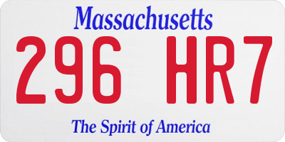 MA license plate 296HR7