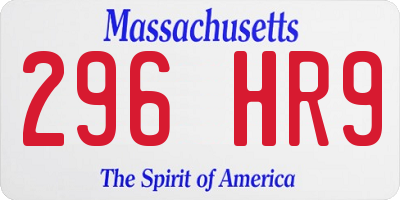MA license plate 296HR9