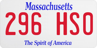MA license plate 296HS0