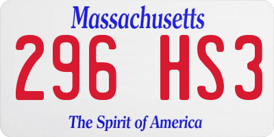 MA license plate 296HS3