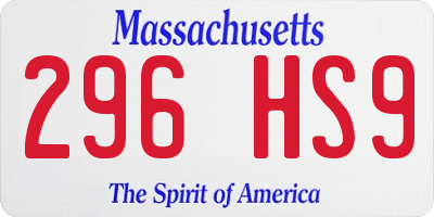 MA license plate 296HS9
