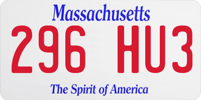 MA license plate 296HU3