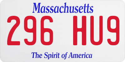 MA license plate 296HU9