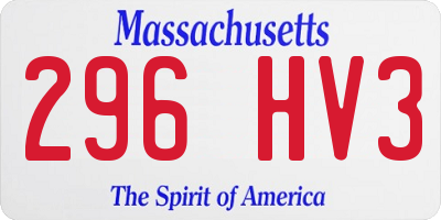 MA license plate 296HV3