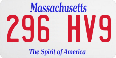 MA license plate 296HV9