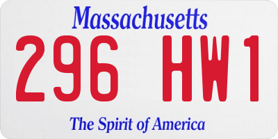 MA license plate 296HW1