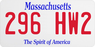 MA license plate 296HW2