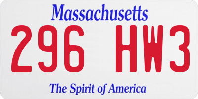 MA license plate 296HW3