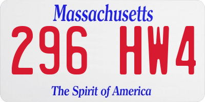 MA license plate 296HW4