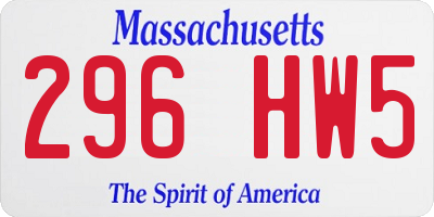 MA license plate 296HW5