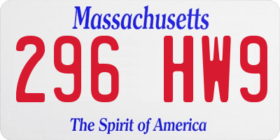 MA license plate 296HW9