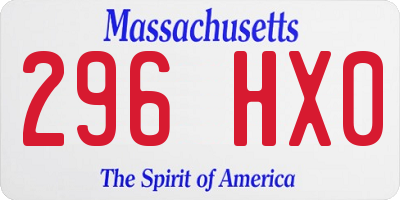 MA license plate 296HX0
