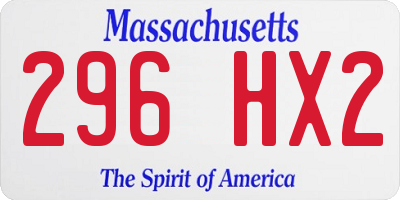 MA license plate 296HX2