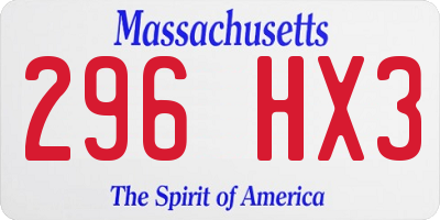 MA license plate 296HX3