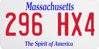 MA license plate 296HX4