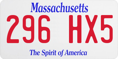 MA license plate 296HX5