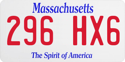MA license plate 296HX6