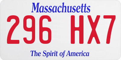 MA license plate 296HX7