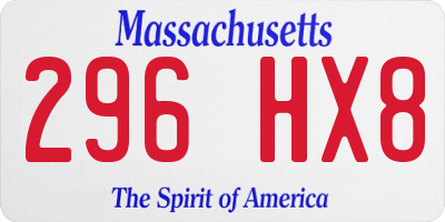 MA license plate 296HX8