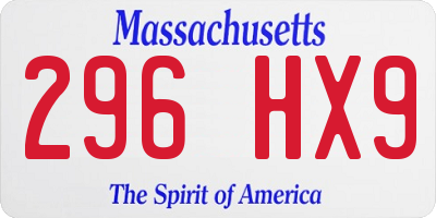 MA license plate 296HX9