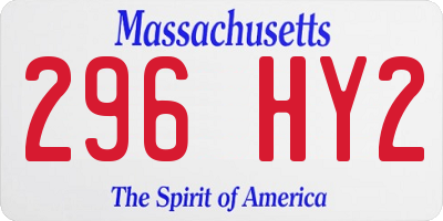 MA license plate 296HY2