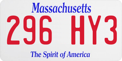 MA license plate 296HY3