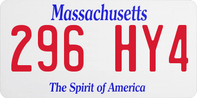 MA license plate 296HY4