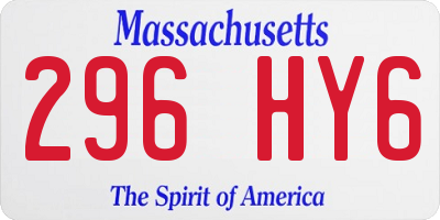 MA license plate 296HY6