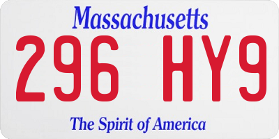 MA license plate 296HY9