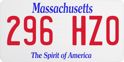 MA license plate 296HZ0