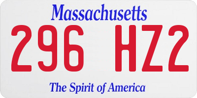 MA license plate 296HZ2