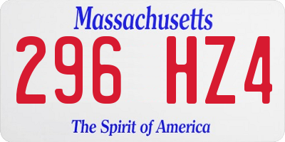 MA license plate 296HZ4