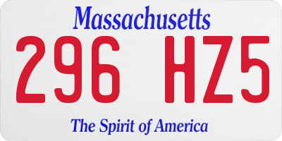 MA license plate 296HZ5