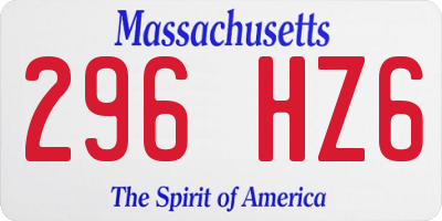 MA license plate 296HZ6