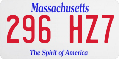 MA license plate 296HZ7