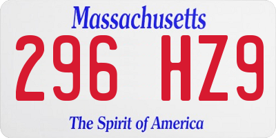 MA license plate 296HZ9