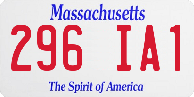 MA license plate 296IA1