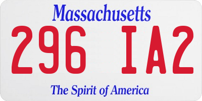 MA license plate 296IA2