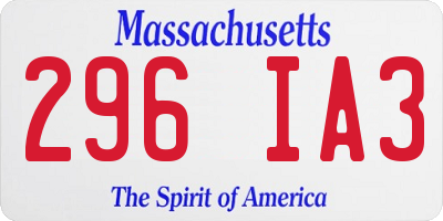 MA license plate 296IA3