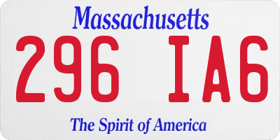 MA license plate 296IA6