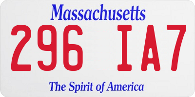 MA license plate 296IA7