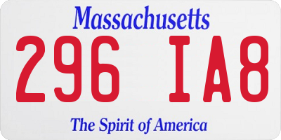 MA license plate 296IA8