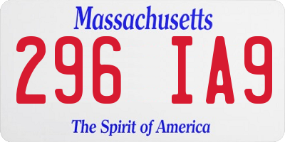MA license plate 296IA9
