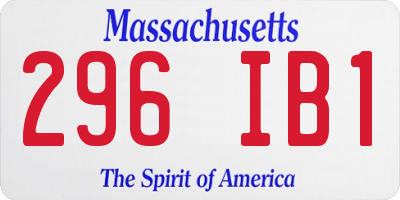 MA license plate 296IB1