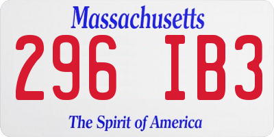 MA license plate 296IB3