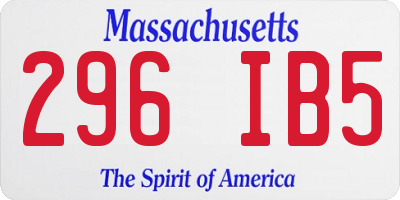 MA license plate 296IB5