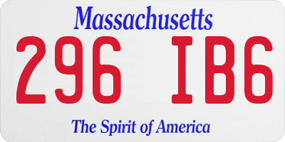 MA license plate 296IB6