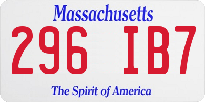 MA license plate 296IB7