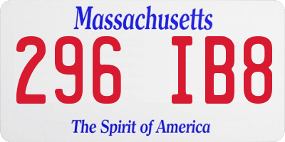 MA license plate 296IB8