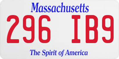 MA license plate 296IB9